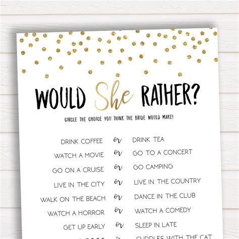 Bridal Shower Printable Games