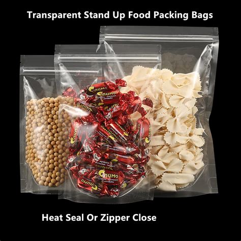 100pcs Stand Up High Transparent Plastic Zip Lock Bags Clear Nuts