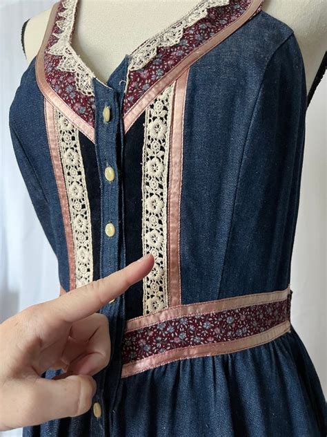 1970s Gunne Sax By Jessica San Francisco Denim Sundre Gem