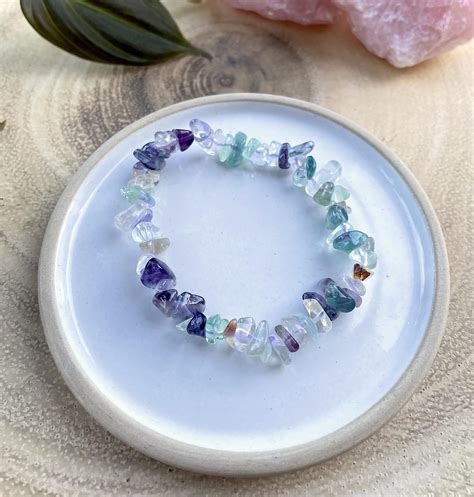 Rainbow Fluorite Crystal Chip Bracelet The Holistic Hamper Uk Online