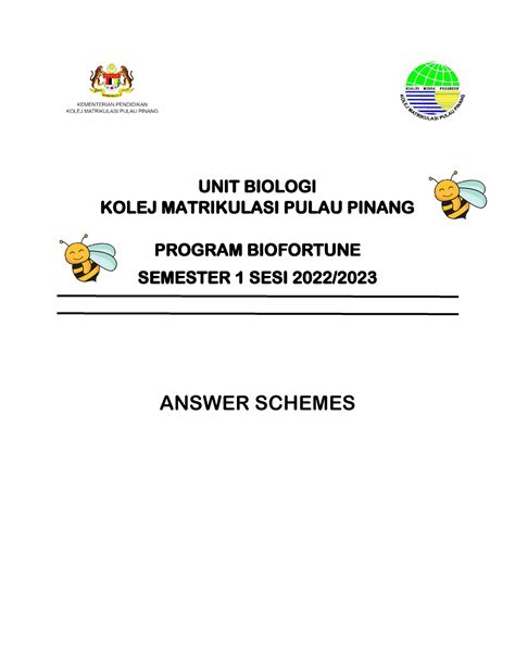 KMPP Scheme 1 Skema Pspm UNIT BIOLOGI KOLEJ MATRIKULASI PULAU