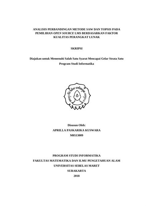 Pdf Analisis Perbandingan Metode Saw Dan Perbandingan Metode Saw