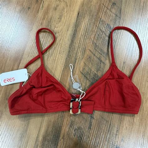 Eres Swim Eres Agent Belt Bikini Top Deep Red Retro Faux Tortoise Shell Buckle Us 8 Poshmark