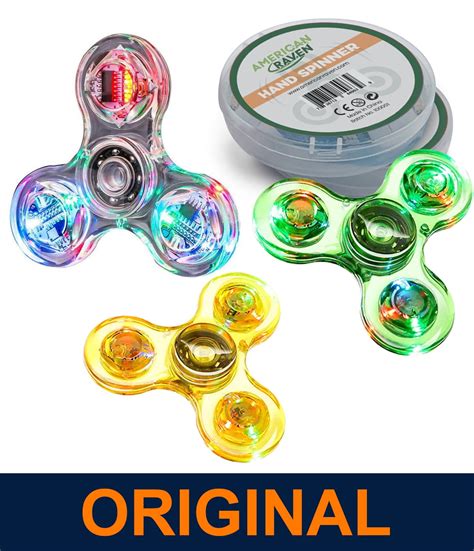 Multi Color LED Light Fidget Spinner Pack Of 3 Light Up Finger Hand