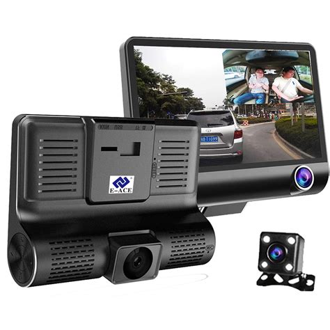 Ee Ace Car Dvr 3 Camera Lens 4 Inch Video Recorder Dash Cam Auto Registrator Dual Lens With Rear