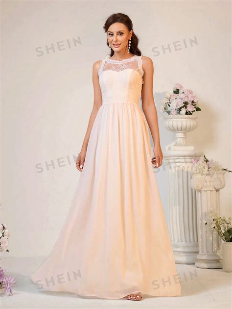 Shein Belle Vestido De Dama De Honra Elegante E Rom Ntico Na Cor