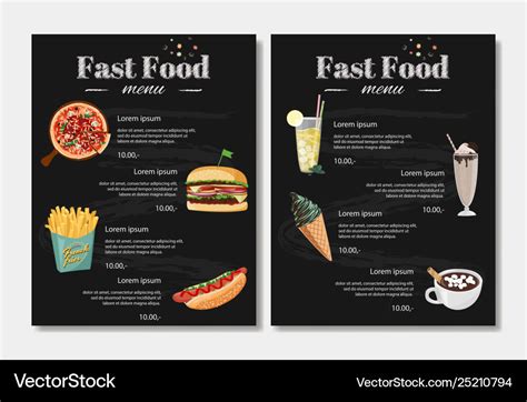 Fast Food Cafe Menu Set Hand Royalty Free Vector Image