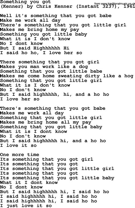 Bruce Springsteen song: Something You Got, lyrics