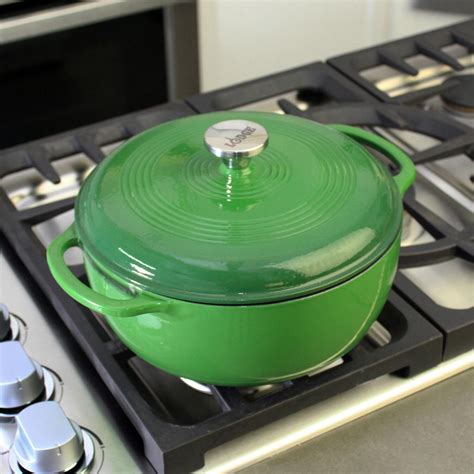 Lodge Quart Colored Enamel Cast Iron Dutch Oven Emerald Gradated