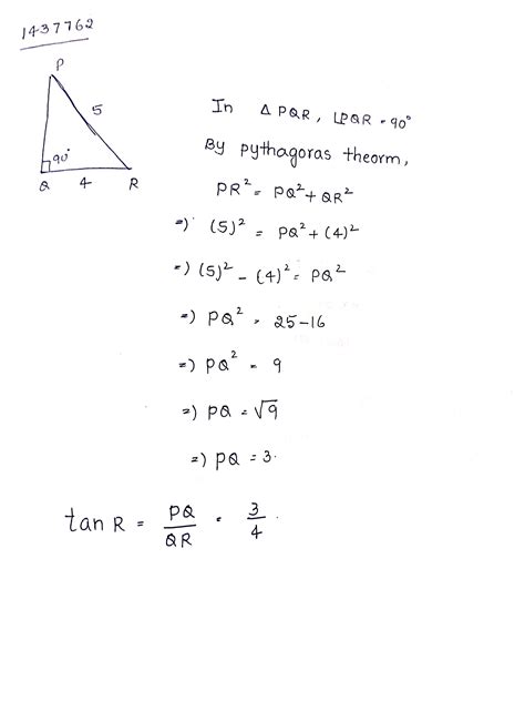 In Right Angled Triangle Pqr Angle Q Circ Pr Qr Then Pq And