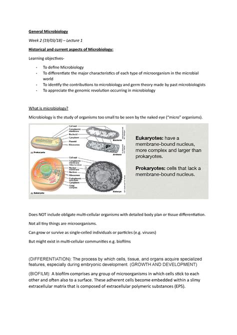 General Microbiology WEEK 2 General Microbiology Week 2 Lecture 1