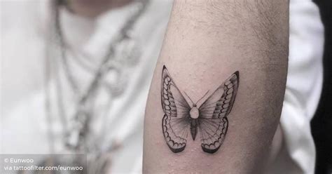 Single Needle Butterfly Tattoo On The Left Forearm