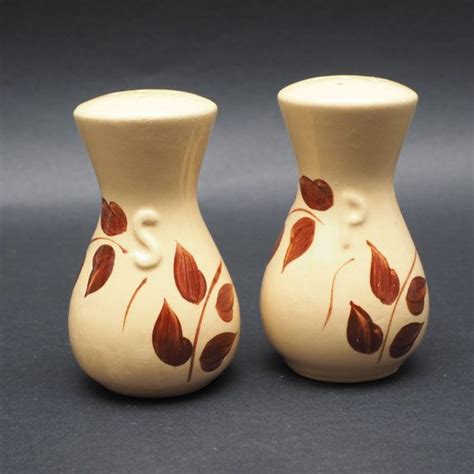 Watt Pottery Autumn Foliage Salt And Pepper Shakers Raised Etsy