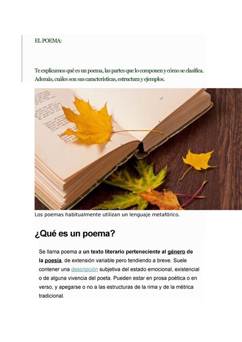 El Poema El Poema Te Explicamos Qué Es Un Poema Las Partes Que Lo
