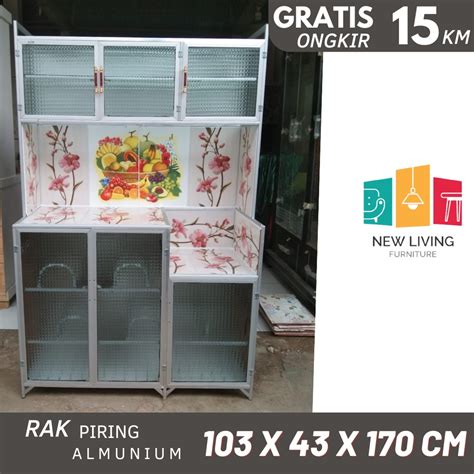 Jual Rak Piring Aluminium Kaca Full Keramik Pintu Lemari Piring