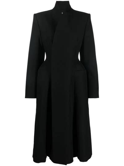 Balenciaga Black Flared Hourglass Coat Modesens