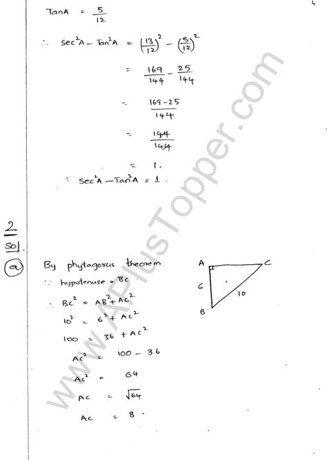 Trigonometric Ratios Class Icse Ml Aggarwal A Plus Topper