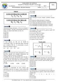 Química Físico quimica fração molar e diluição Docsity