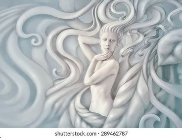 Beautiful Nude Woman Computer Graphic Illustration Stock Illustration