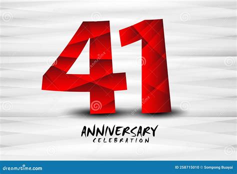 41 Year Anniversary Celebration Logo Red Polygon Vector 41 Number