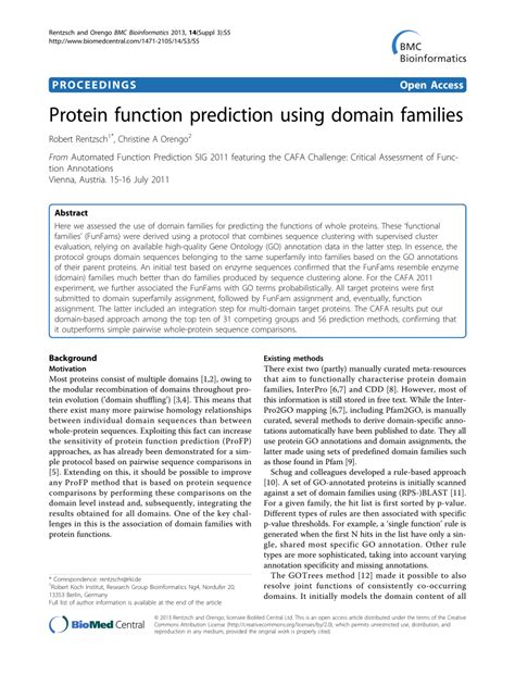 (PDF) Protein function prediction using domain families