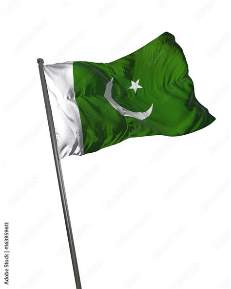 Pakistan Flag Waving Isolated On White Background Portrait Stock Illustration Adobe Stock