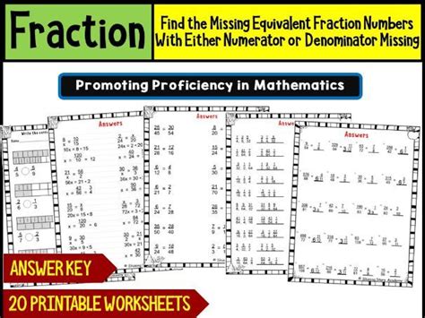 Find The Missing Equivalent Fraction Numbers With Either Numerator Or