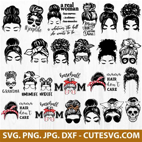 Messy Bun Svg Bundle Messy Bun Hair Svg Bundle Mom Life Svg