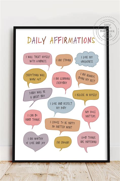 Daily Affirmations Mental Health Poster Therapy Office Etsy