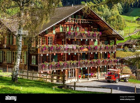 Lauterbrunnen Switzerland October Town Street View Of