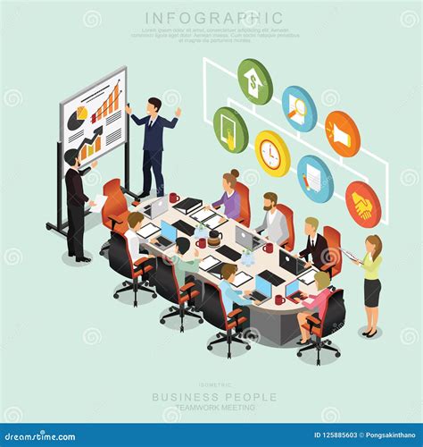 Isometric Business People Teamwork Meeting In Office Share Idea