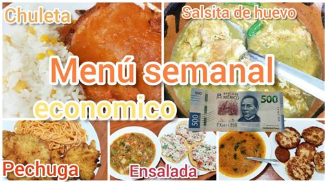 Menú semanal economico y rendidorchuletaspechugashuevito en salsa