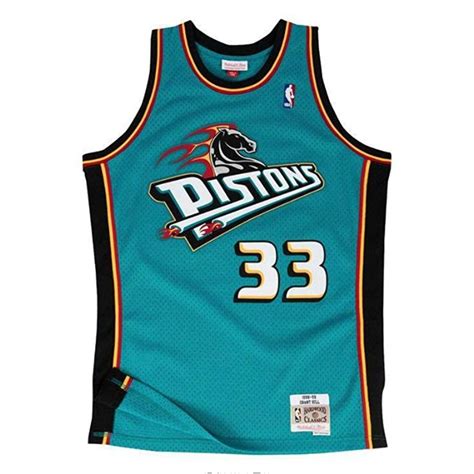 Masculino Camisa Detroit Pistons Grant Hill Teal Road Mitchell Ness