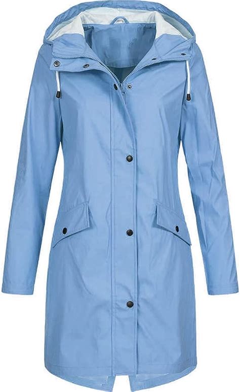 Jokelomple Manteau Capuche Pluie Solide Longue Veste Femme Coupe Vent