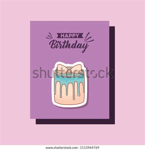 Happy Birthday Card Sweet Cake Stock Vector Royalty Free 1113964769