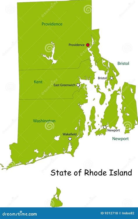 Map Of Rhode Island State Stock Vector Illustration Of Contour 9312718