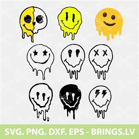 Melting Smiley Face Svg Dripping Smiley Face Svg Happy Svg