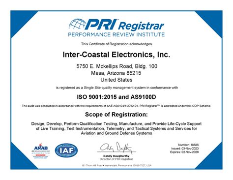 Inter Coastal Electronics Achieves Recertification To Iso 9001 And As9100 Standards Faac