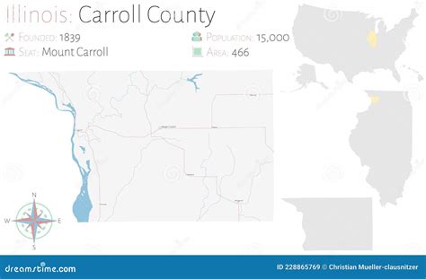 Map of Carroll County in Illinois Stock Vector - Illustration of ...