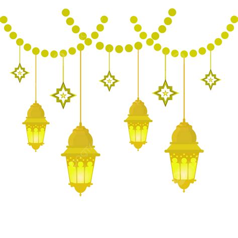 Islamic Lanterns Clipart Png Images Cartoon Golden Decorative Islamic