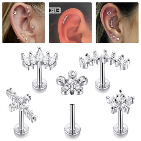 Boucle D Oreille Piercing 147 Us Fleur Filetage Interne G N Rateurs