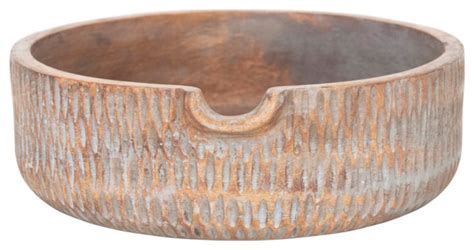 Hand Carved Mango Wood Bowl With Spout Farmhouse Decorative Bowls