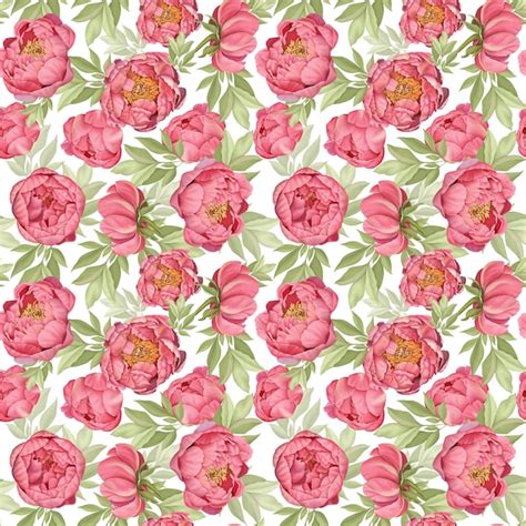 Premium Photo Seamless Pattern With Pink Peonies