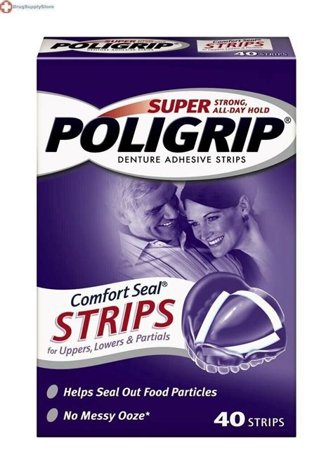 Super Poligrip Comfort Seal Denture Adhesive Strips 40 Count