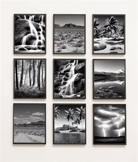 Black White Landscape Wall Art Picture Bundle Home D Cor Instant