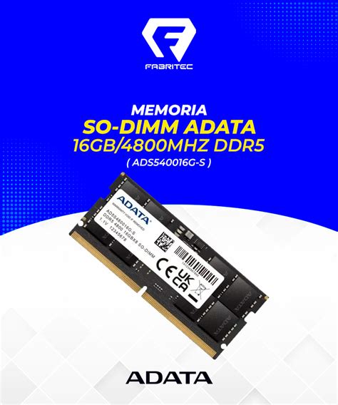 Memoria Sodimm Adata Gb Ddr Mhz Ad S G S Corporacion