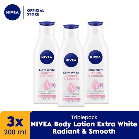 Jual NIVEA Body Lotion Extra White Radiant Smooth 3 X 200mL Shopee