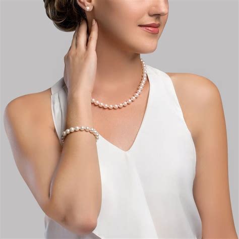 8 5 9 0mm Hanadama Pearl Set Pearl Set Cultured Pearl Necklace