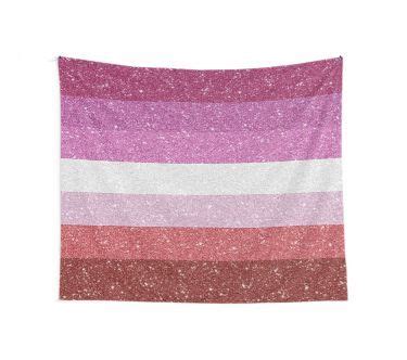 Faux Glitter Lipstick Lesbian Pride Flag Tapestry By LiveLoudGraphic Lipstick Lesbian Lesbian