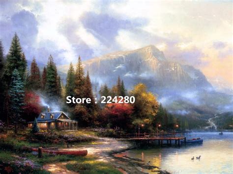 Needlework For Embroidery DIY DMC Mountain Forest Scenery Lake House